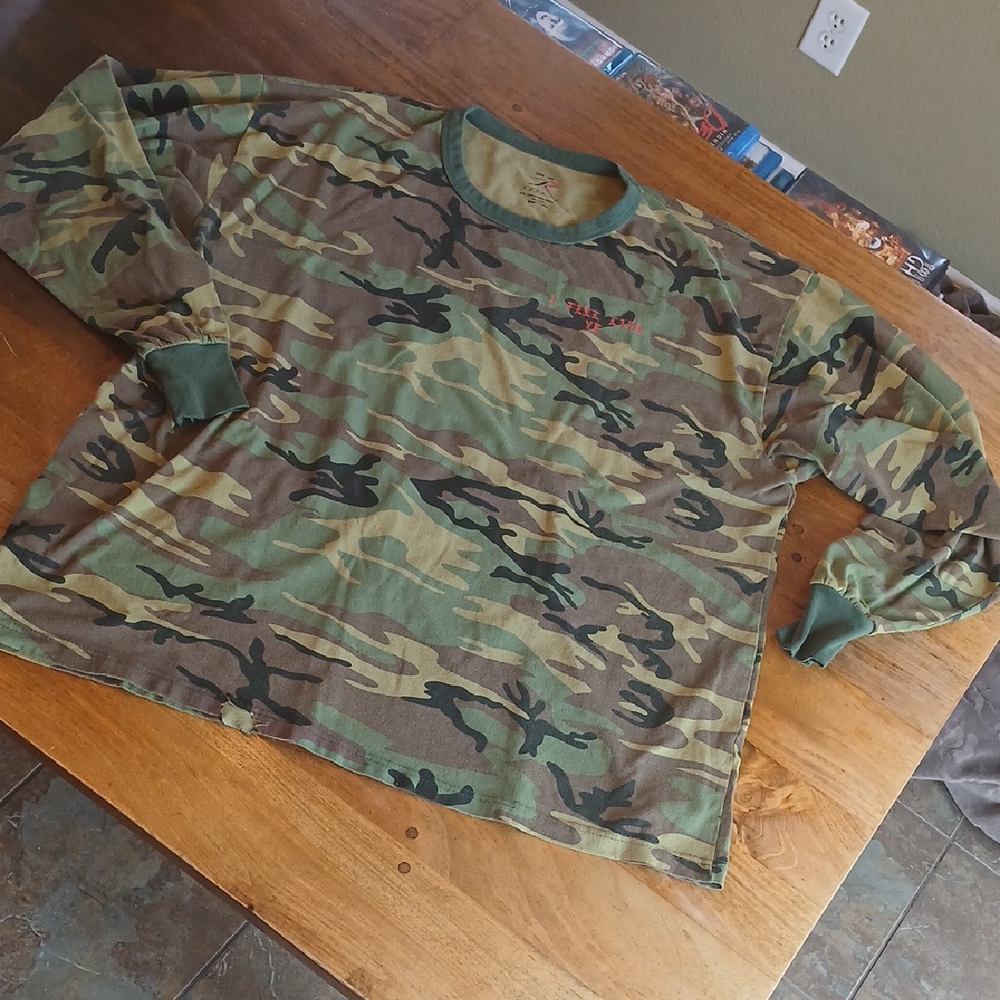 Rothco Kanye West I Feel Like Pablo Green & Brown Camo Long Sleeve Tees, Tear